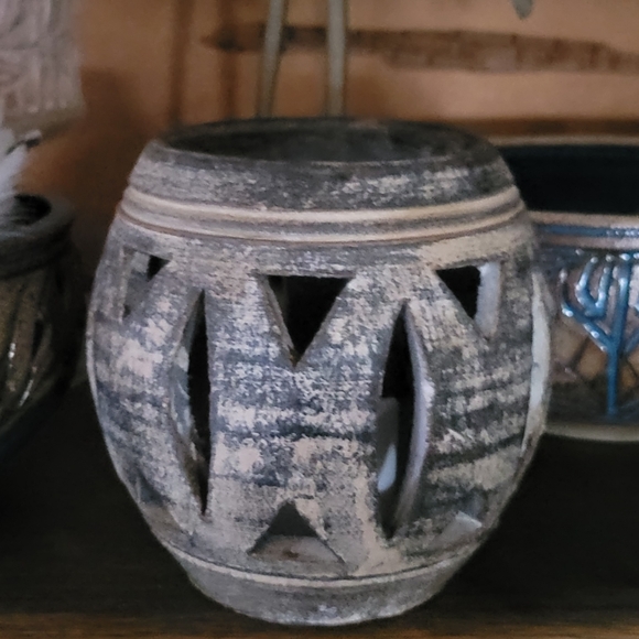 Studio Art Pottery Pot Luminary Candle Holder Hand Made Design Ceramics - Picture 6 of 12